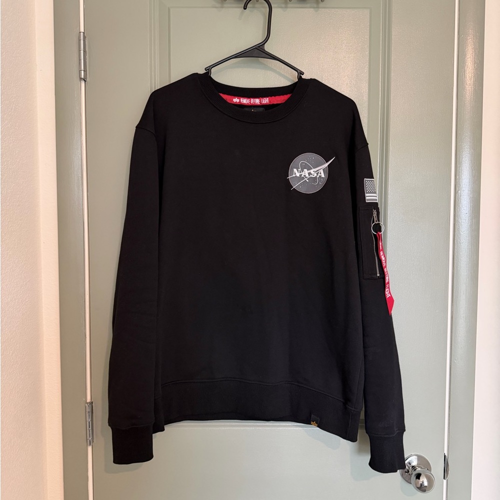 Alpha Industries Black NASA Crewneck Sweater